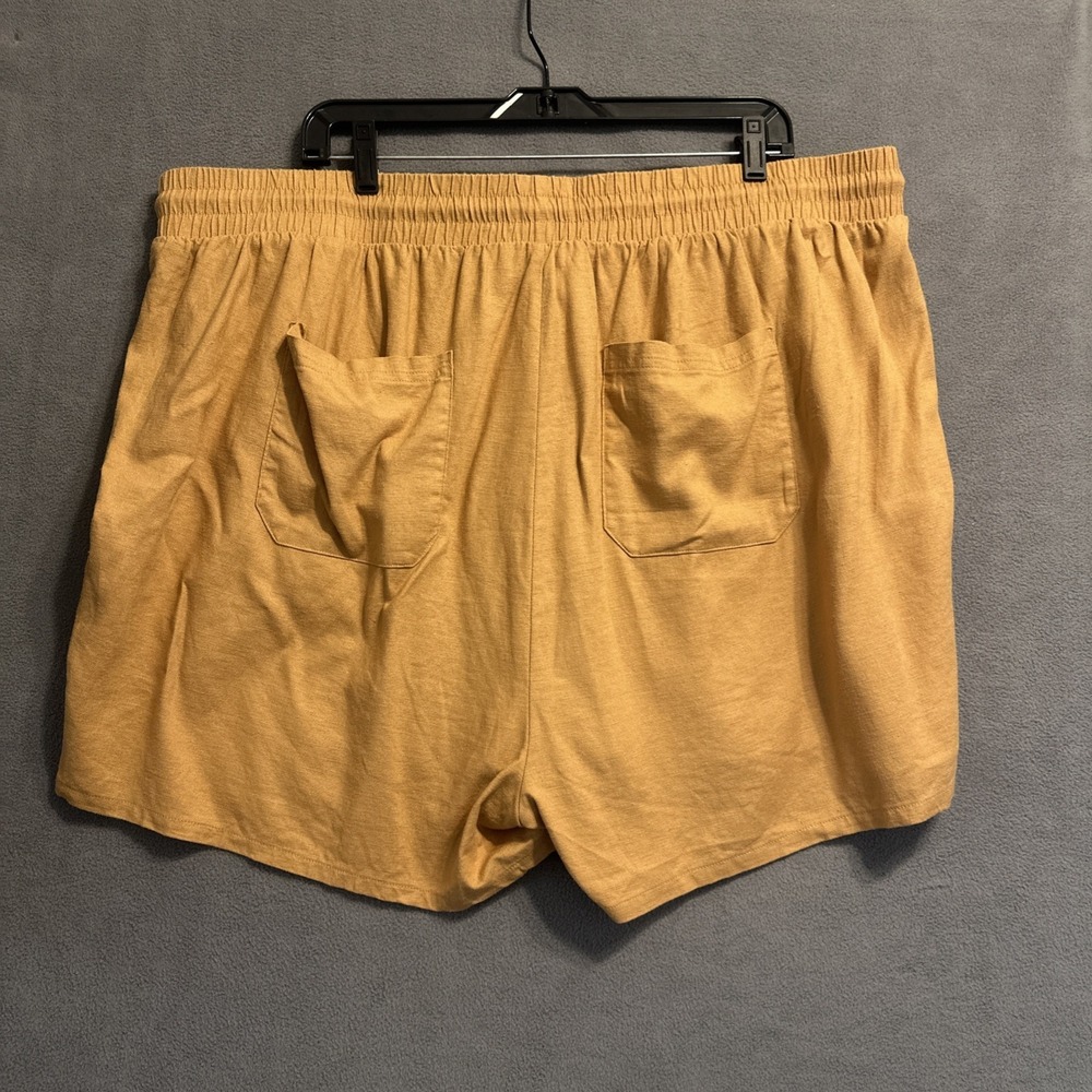NWT Torrid Pull On Stretch Linen Shorts Mid Rise Drawstring Size 3X Biscuit 4" - Picture 4 of 9